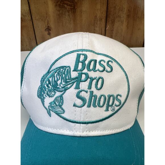 Bass Pro Shops Trucker Hat Adult Adjustable Green Snapback Logo Patch Mesh - Picture 2 of 6